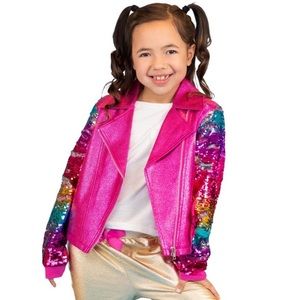 Nickelodeon JoJo Siwa flip sequin hot pink Moto jacket
